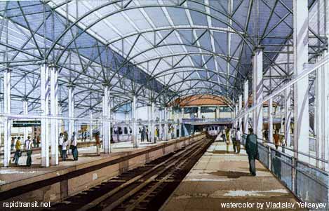 Watercolor of new station interior
